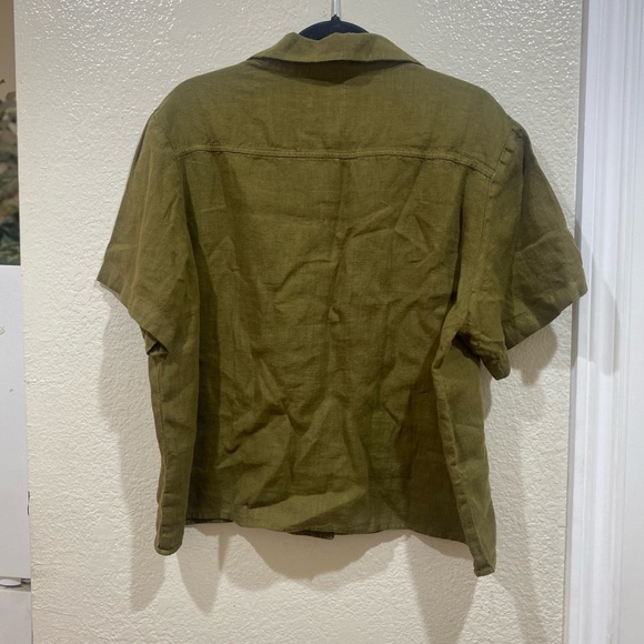 MATE The Label NWT Linen Boxy Button Up in Moss Size XL - Picture 10 of 11